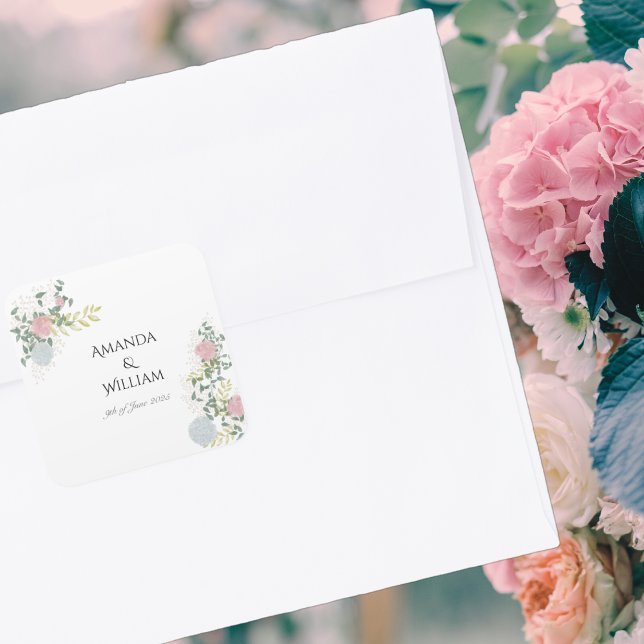 Sticker Carré Mariage finement fleuri (Créateur téléchargé)
