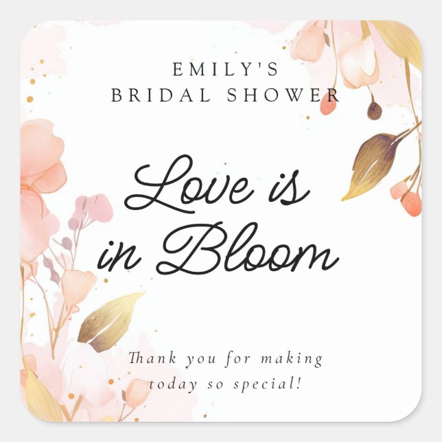 Sticker Carré Mariage Fleurissant : Shower de Mariée (Devant)