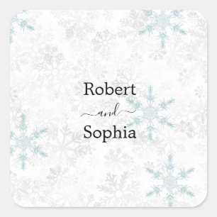 Sticker Carré Mariage Flocon de Neige d'Hiver