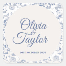 Mariage Floral Aquarelle Bleu Poussiéreux