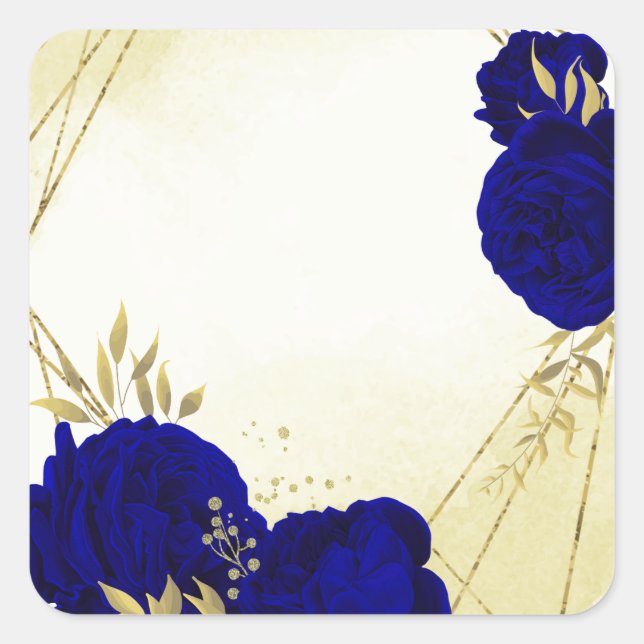 Sticker Carré mariage floral bleu royal (Devant)