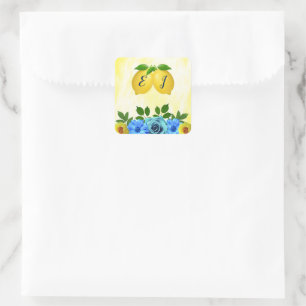 Sticker Carré Mariage floral citron soleil