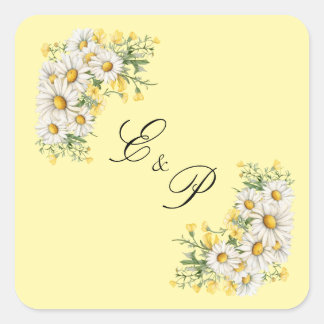 Sticker Carré Mariage Floral Dentelle Ancienne & Fleurs de Margu