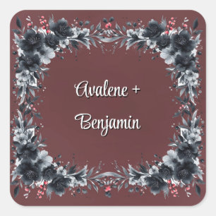 Sticker Carré Mariage floral rouge gothique noir sang