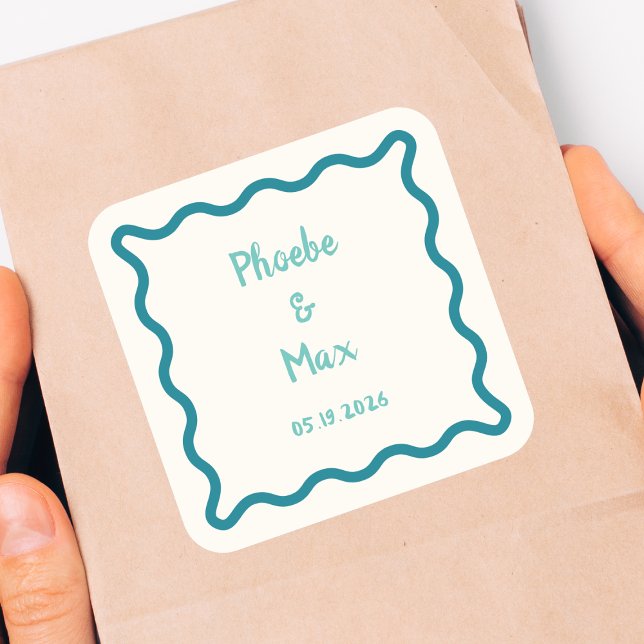 Sticker Carré Mariage frontalier gras blanc manuscrit (Créateur téléchargé)