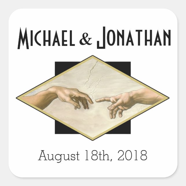 Sticker Carré Mariage gay d'art classique (Devant)