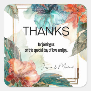 Sticker Carré 💗 Mariage Hibiscus Serenade Paradise