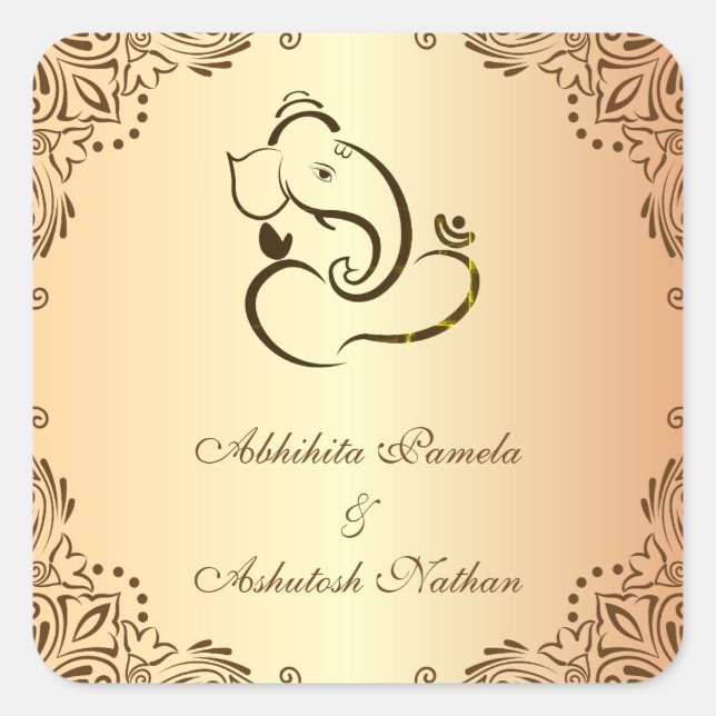 Sticker Carré Mariage hindou Ganapati (Devant)
