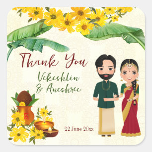 Sticker Carré Mariage indien du sud tamoul Telugu