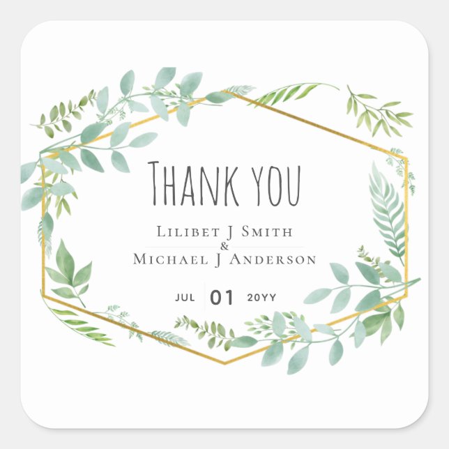 Sticker Carré Mariage jardin verdoyant (Devant)