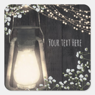 Sticker Carré Mariage Lanterne Rustique Baby's Breath & Lumières