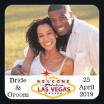 Sticker Carré Mariage Las Vegas - Enveloppe photo personnalisée<br><div class="desc">Personnalisez cet autocollant de mariage vegas avec votre propre photo et texte. Entièrement personnalisable.</div>