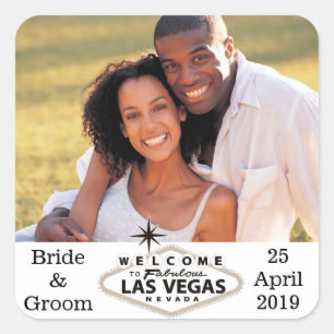 Sticker Carré Mariage Las Vegas - Enveloppe photo personnalisée