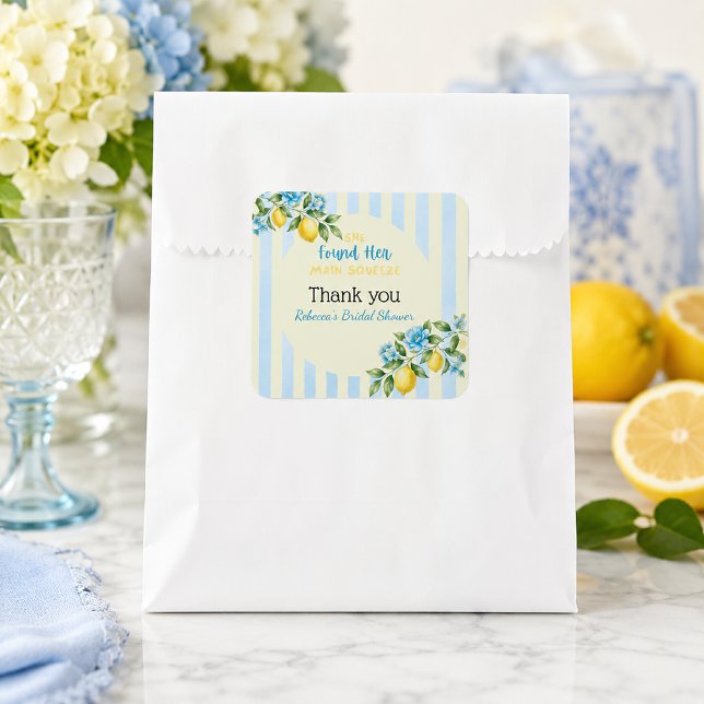 Sticker Carré Mariage Lemon Blue Main Squeeze (Créateur téléchargé)