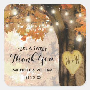 Sticker Carré Mariage Lumières Scintillantes d'Automne Rustique