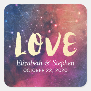 Sticker Carré Mariage Merci Galaxy Star Nebula Constellation