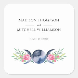 Sticker Carré Mariage Métaphysique Floral Roses Roses Fleur de L