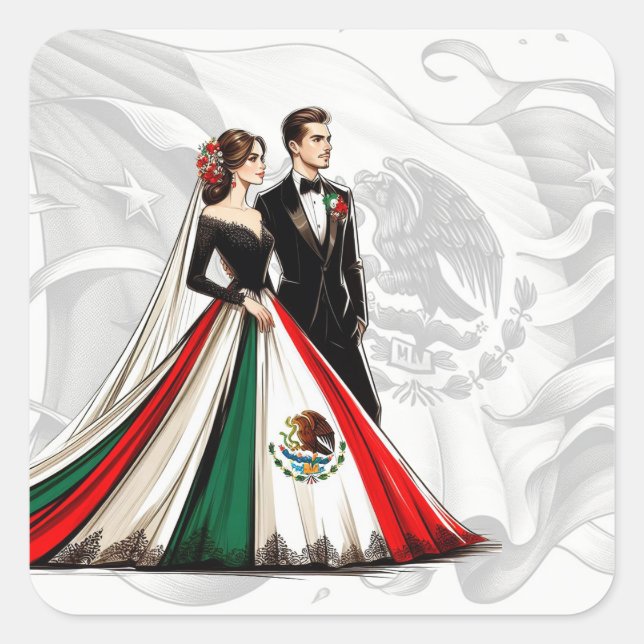 Sticker Carré Mariage mexicain (Devant)