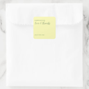 Sticker Carré Mariage minimaliste Beurre Jaune et Sage
