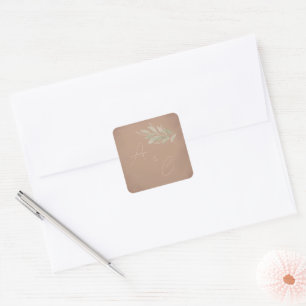 Sticker Carré Mariage minimaliste Bohème Terracotta