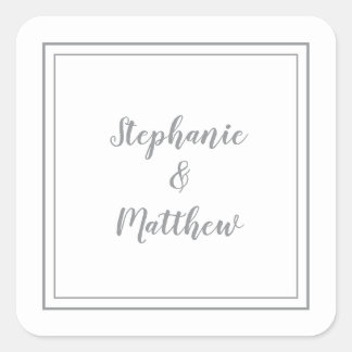 Sticker Carré Mariage Minimaliste Cadeau de Remerciement Moderne