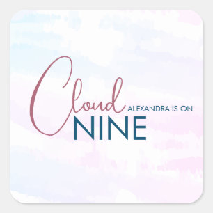 Sticker Carré Mariage Minimaliste Cloud Nine Bleu Clair Baby Sho