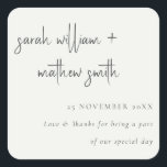 Sticker Carré Mariage minimaliste de typographie noir blanc<br><div class="desc">Si vous avez besoin d'une personnalisation supplémentaire,  n'hésitez pas à m'envoyer un message sur yellowfebstudio@gmail.com .</div>