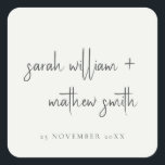 Sticker Carré Mariage minimaliste de typographie noir blanc<br><div class="desc">Si vous avez besoin d'une personnalisation supplémentaire,  n'hésitez pas à m'envoyer un message sur yellowfebstudio@gmail.com .</div>
