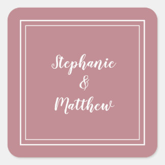 Sticker Carré Mariage minimaliste moderne Faveur Dusty Rose