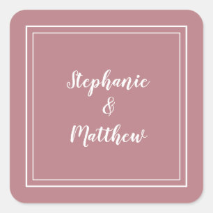 Sticker Carré Mariage minimaliste moderne Faveur Dusty Rose