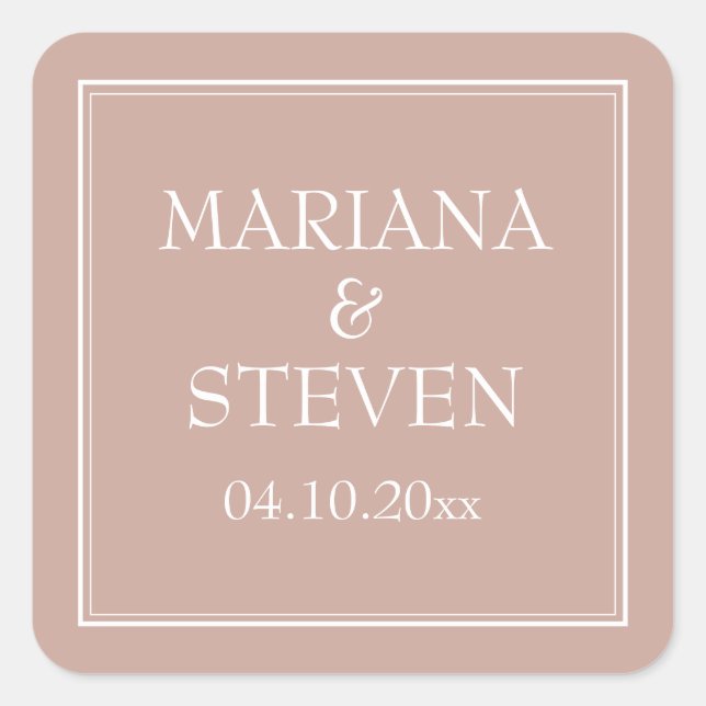 Sticker Carré Mariage minimaliste moderne rose (Devant)