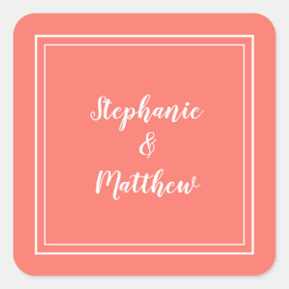 Sticker Carré Mariage moderne minimaliste Corail Favoriser le Me