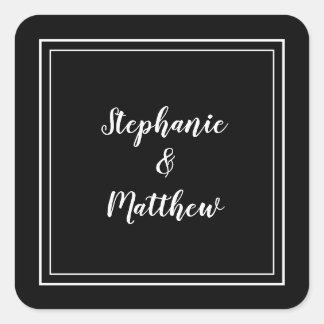 Sticker Carré Mariage moderne minimaliste Faveur Noir & Blanc