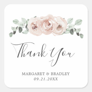 Sticker Carré Mariage moderne rose Dusty Rose Floral élégant