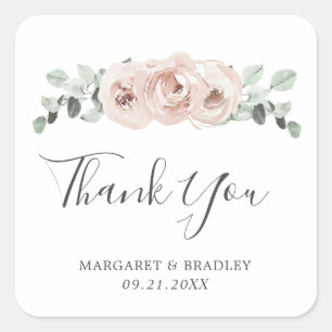 Sticker Carré Mariage moderne rose Dusty Rose Floral élégant