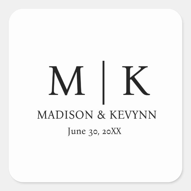 Sticker Carré Mariage monogramme (Devant)