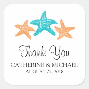 Sticker Carré Mariage Monogramme Starfish