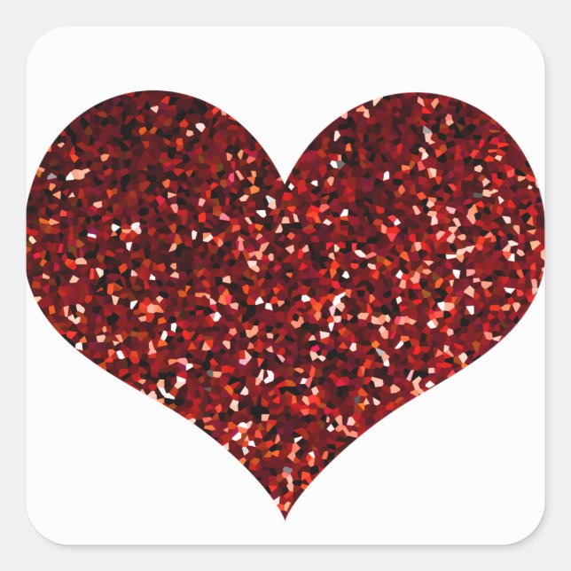 Sticker Carré Mariage Motif Pailleté Rouge Paillettes Brillantes (Devant)