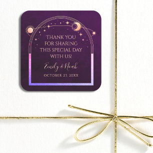 Sticker Carré Mariage mystique arc-en-ciel Plum profond Sun Moon