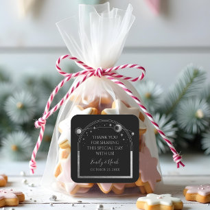 Sticker Carré Mariage mystique Black Silver Sun Moon Stars