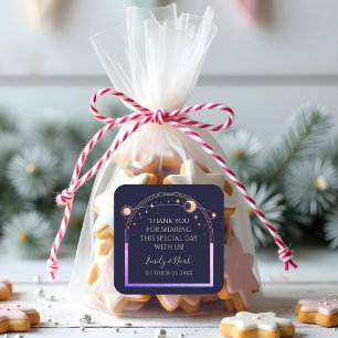 Sticker Carré Mariage mystique Rainbow Navy Blue Sun Moon Stars