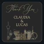 Sticker Carré Mariage noir et or Las Vegas<br><div class="desc">Roulez les dés sur l'amour avec ce design de faire-part de mariage Las Vegas. L'élégante oeuvre d'art et la typographie luxueuse confèrent à ce design une ambiance riche et glamour. Parfait pour votre mariage de destination Las Vegas. Commandez vos invitations imprimées et les fournitures de fête ou téléchargez vos invitations...</div>