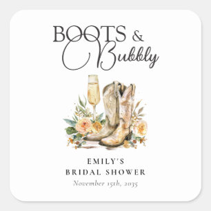 Sticker Carré Mariage occidental Boots and Bubbly