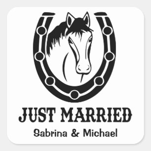 Sticker Carré Mariage Occidental Rustique à la Campagne