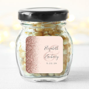 Sticker Carré Mariage Paillettes Rose Gold Moderne