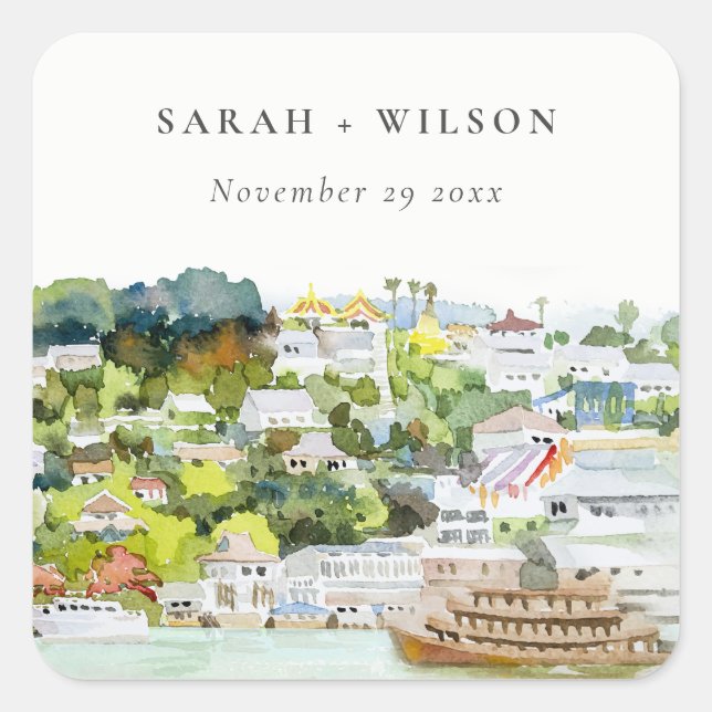 Sticker Carré Mariage paysager Elegant River Cruise Country (Devant)