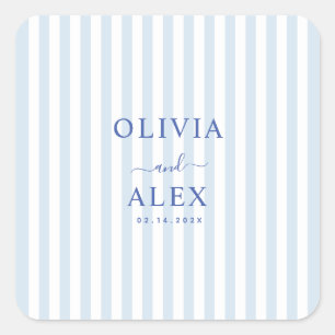 Sticker Carré Mariage Personnalisé Minimaliste et Chic Bleu Fran