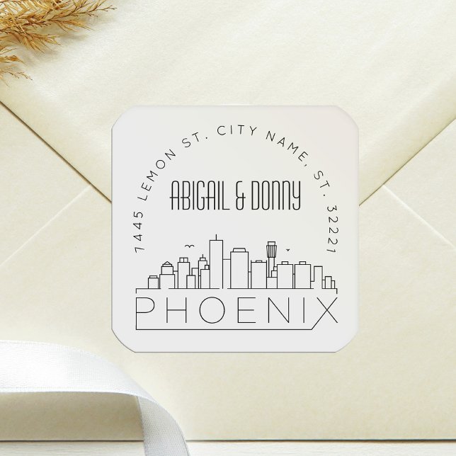 Sticker Carré Mariage Phoenix | Sceau d'enveloppe préadressé (Créateur téléchargé)