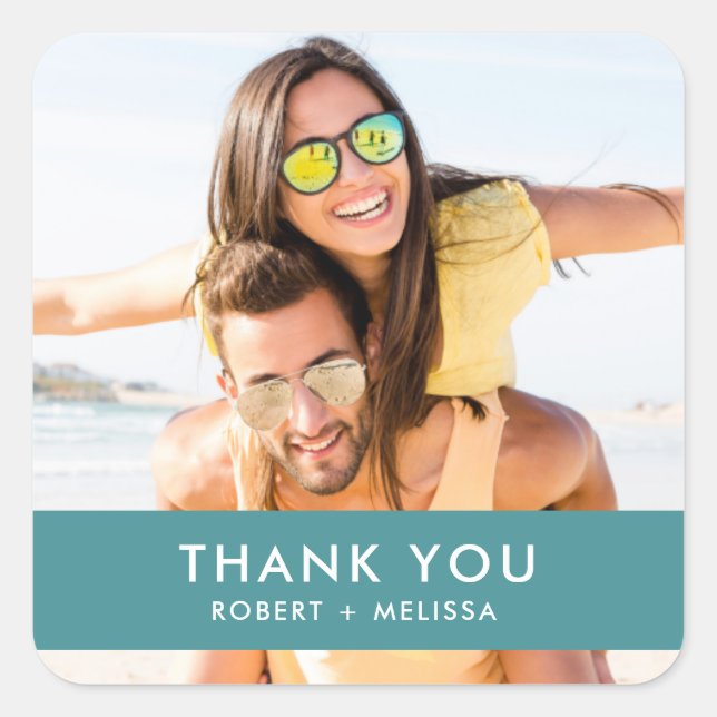 Sticker Carré Mariage Photo Merci Favor (Devant)