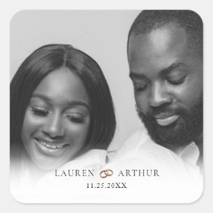 Sticker Carré Mariage photo moderne chic ultra minimaliste Gold 